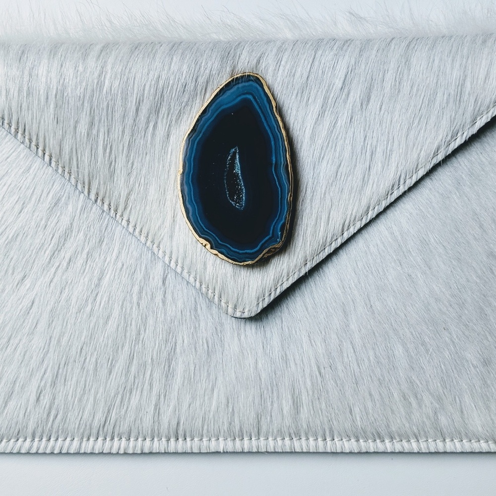 White hide clutch